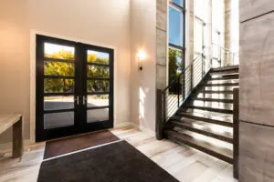 Inside entrance of a luxury house with attached stairs