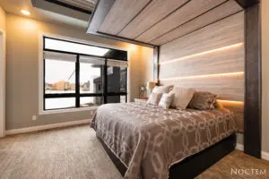 Luxury bedroom with a wide window