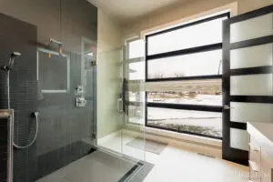 Luxury washroom with big window and shower room