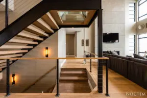 zoom in view of Invisible grill staircase