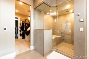 Bathroom with shower and glass door