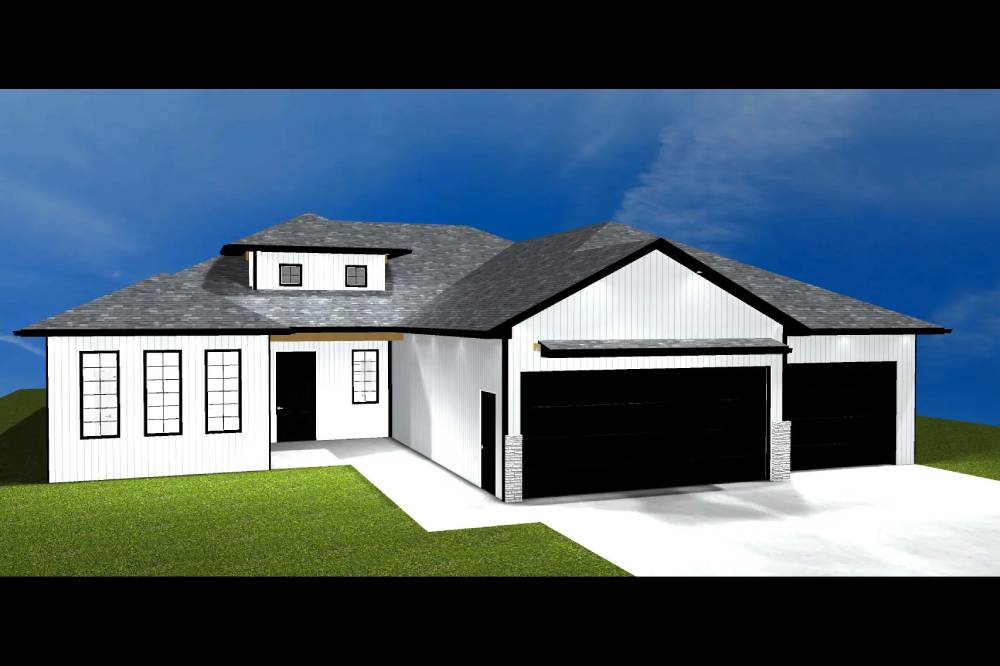 A 3 d rendering of the front of a house.