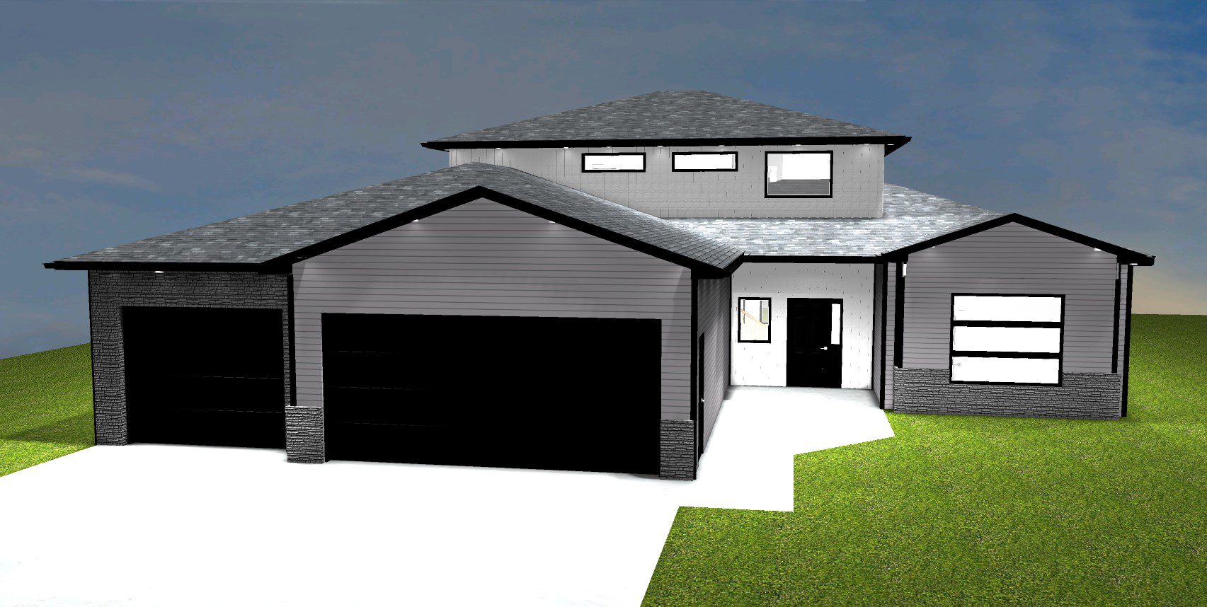 A 3 d rendering of the front of a house.